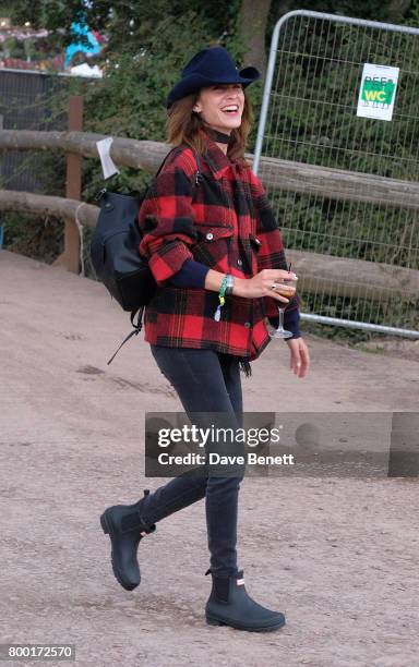 Alexa Chung attends day two of Glastonbury on June 23, 2017 in Glastonbury, England.