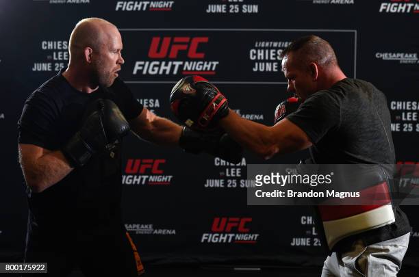 Tim Boetsch holds an open workout session for the fans and media at Lovatos School of Brazilian Jiu-Jitsu on June 23, 2017 in Oklahoma City, Oklahoma.