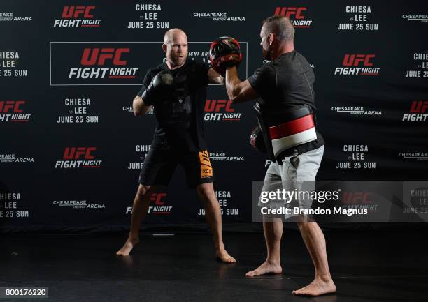 Tim Boetsch holds an open workout session for the fans and media at Lovatos School of Brazilian Jiu-Jitsu on June 23, 2017 in Oklahoma City, Oklahoma.