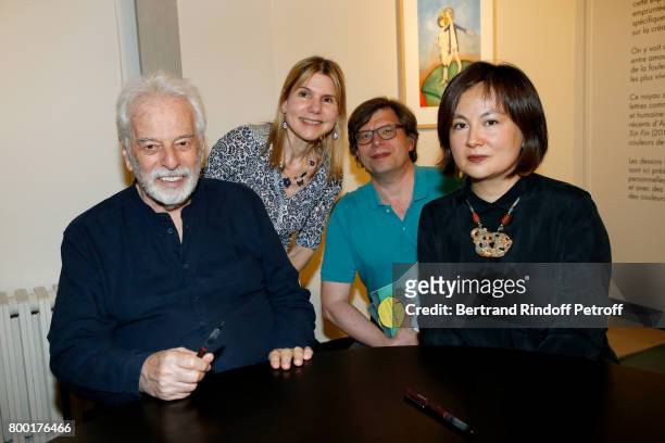 Alejandro Jodorowsky, Philippe Rouyer with his wife and Pascale Montandon-Jodorowsky attend the "pascALEjandro: L'Androgyne Alchimique" Exhibition's...