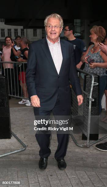 Jerry Springer seen leaving BBC studios after filming The One Show on June 23, 2017 in London, England.