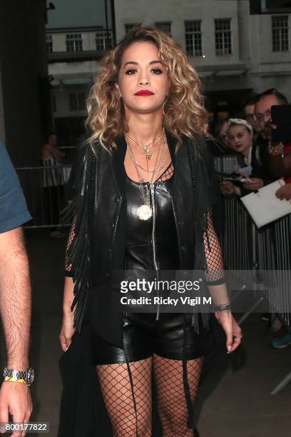 Rita Ora seen leaving BBC studios after filming The One Show on June 23, 2017 in London, England.