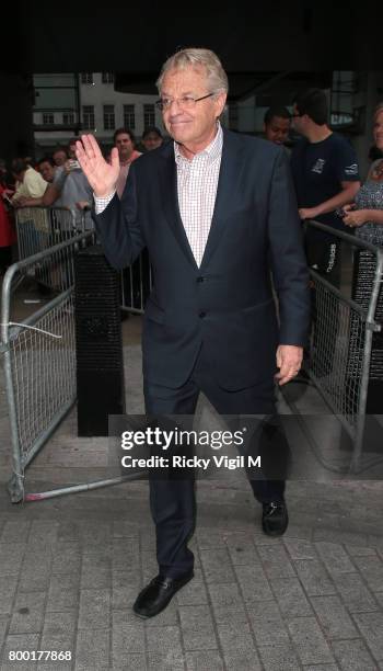 Jerry Springer seen leaving BBC studios after filming The One Show on June 23, 2017 in London, England.