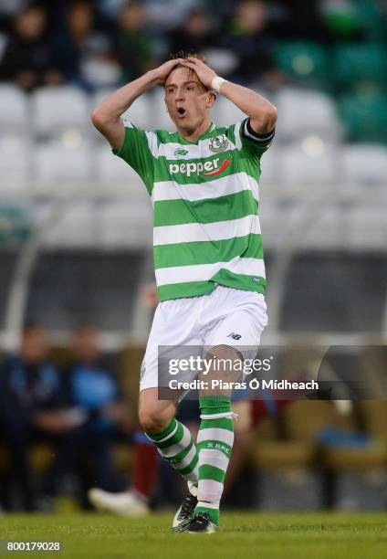 Dublin , Ireland - 23 June 2017; Ronan Finn of Shamrock Rovers reacts after a missed chance during the SSE Airtricity League Premier Division match...