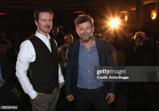 Actor Andy Serkis and director Matt Reeves attend the 'Planet der Affen: Survival' special screening at Astor Film Lounge on June 23, 2017 in Berlin,...