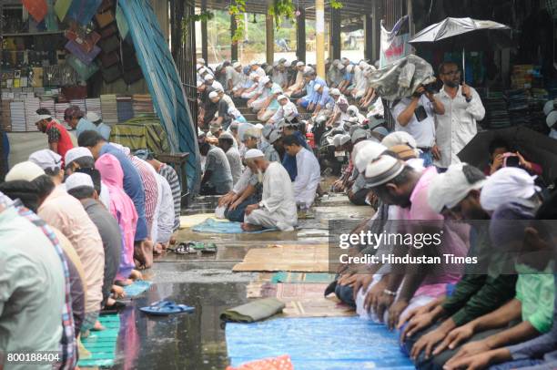 Last Friday Namaz of Ramadan in front of Tipu Sultan Mosque at Esplanade on June 23, 2017 in Kolkata, India.
