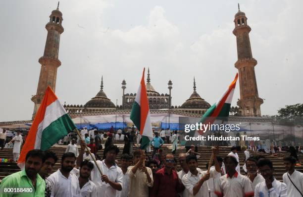 People coming out after Alvida Namaz from Bara Imambara in Lucknow, India, on Friday, June 23, 2017.