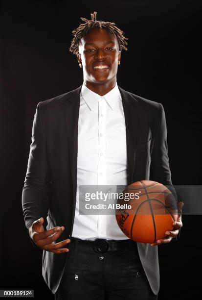 Player Myles Turner poses for a portrait at NBPA Headquarters on June 23, 2017 in New York City.