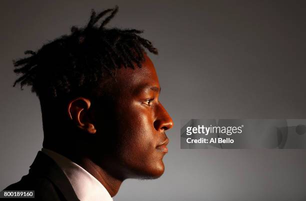 Player Myles Turner poses for a portrait at NBPA Headquarters on June 23, 2017 in New York City.