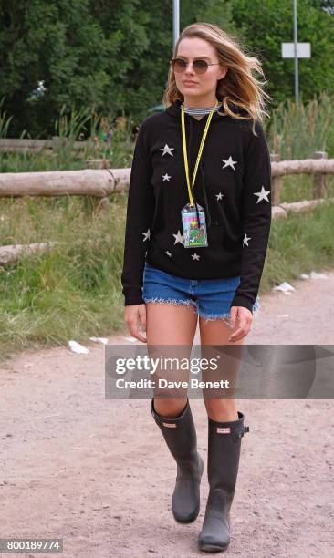 Margot Robbie attends day one of Glastonbury on June 23, 2017 in Glastonbury, England.