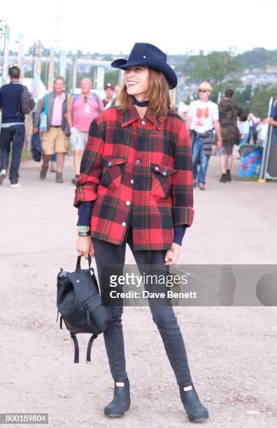 Alexa Chung attends day one of Glastonbury on June 23, 2017 in Glastonbury, England.