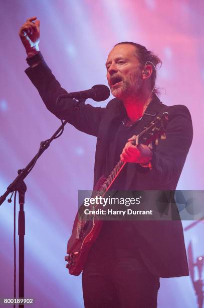 Thom Yorke of Radiohead performs on day 2 of the Glastonbury Festival 2017 at Worthy Farm, Pilton on June 23, 2017 in Glastonbury, England.