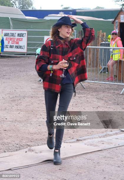 Alexa Chung attends day one of Glastonbury on June 23, 2017 in Glastonbury, England.