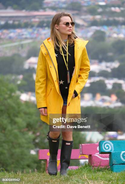 Margot Robbie attends day one of Glastonbury on June 23, 2017 in Glastonbury, England.