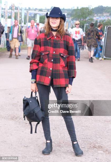 Alexa Chung attends day one of Glastonbury on June 23, 2017 in Glastonbury, England.