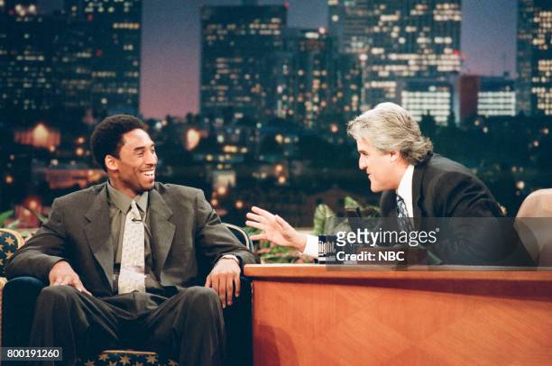 Pictured: Basketball player Kobe Bryant during an interview with host Jay Leno on February 12, 1998 --