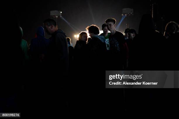 Festival goer stand in line during the Hurricane Festival 2017 on June 23, 2017 in Scheessel, Germany. The gates of the festival have officially...