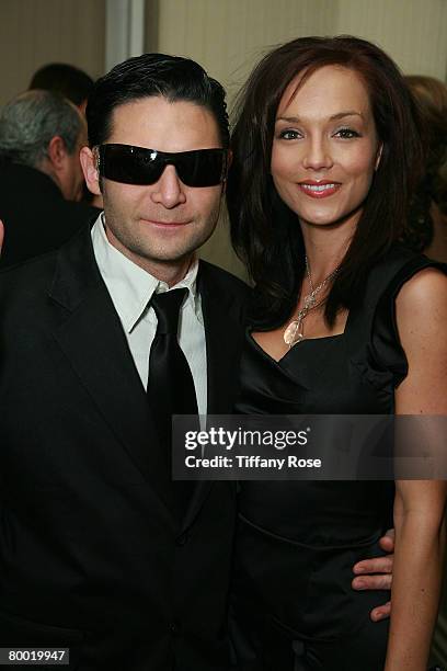 Actor Cory Feldman and wife Susie pose at the 18th Annual Night of 100 Stars on February 24, 2008 in Beverly Hills, California.