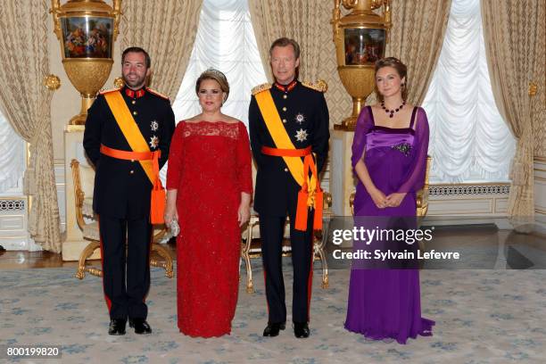 Princess Stephanie, Prince Guillaume of Luxembourg, Grand Duchess Maria Teresa of Luxembourg, Grand Duke Henri of Luxembourg pose for photographers...