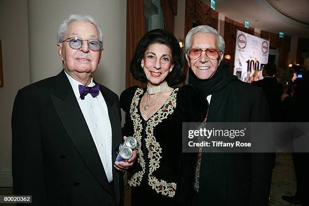 Robert J. Spencer, Joyce Fickett and Mr Blackwell pose at the 18th Annual Night of 100 Stars on February 24, 2008 in Beverly Hills, California.