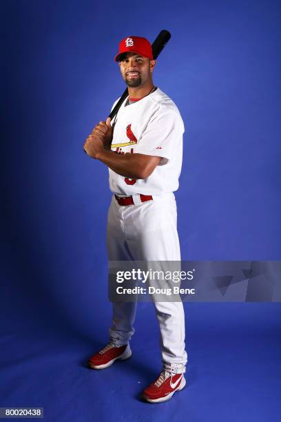 Albert Pujols of the St. Louis Cardinals during photo day at Roger Dean Stadium on February 26, 2008 in Jupiter, Florida.