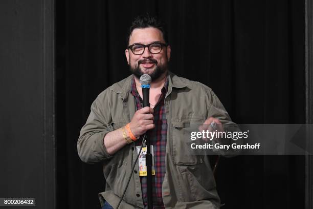 Horatio Sanz performs on stage during the 19th Annual Del Close Improv Comedy Marathon Press Conference at Upright Citizens Brigade Theatre on June...