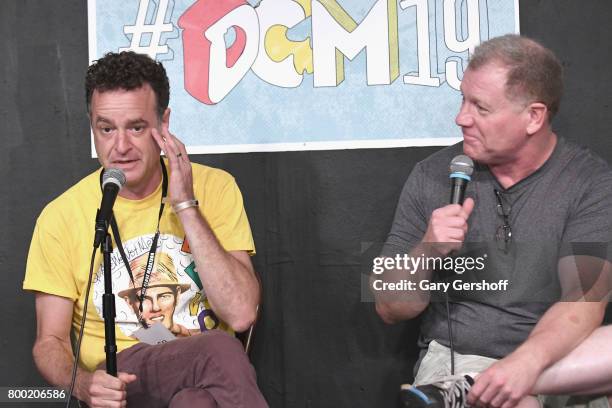 Matt Besser and Ian Roberts perform on stage during the 19th Annual Del Close Improv Comedy Marathon Press Conference at Upright Citizens Brigade...