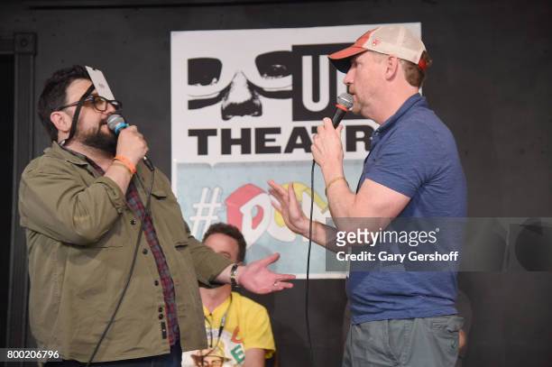 Horatio Sanz and Matt Walsh perform on stage during the 19th Annual Del Close Improv Comedy Marathon Press Conference at Upright Citizens Brigade...