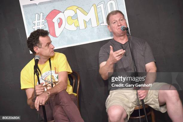 Matt Besser and Ian Roberts perform on stage during the 19th Annual Del Close Improv Comedy Marathon Press Conference at Upright Citizens Brigade...