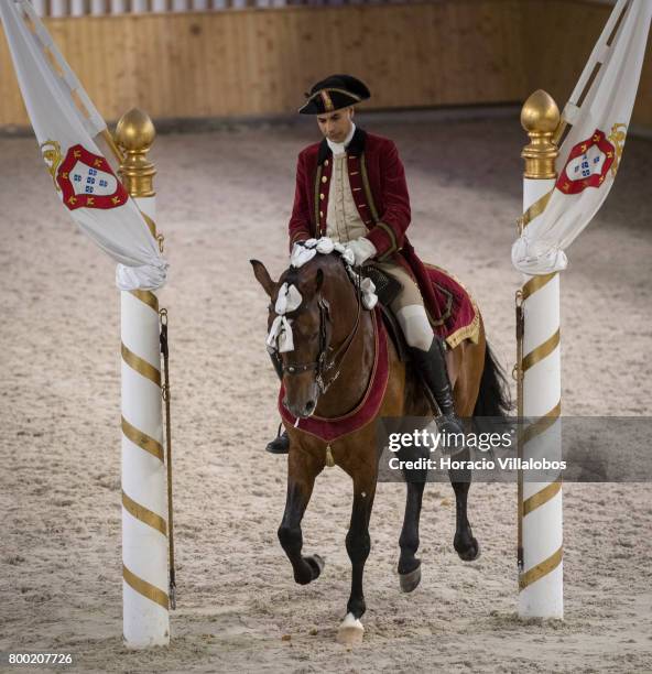 Portuguese School of Equestrian Art riders during a gala at Henrique Calado riding ring after the presentation of new installations of Pateo de Nora...