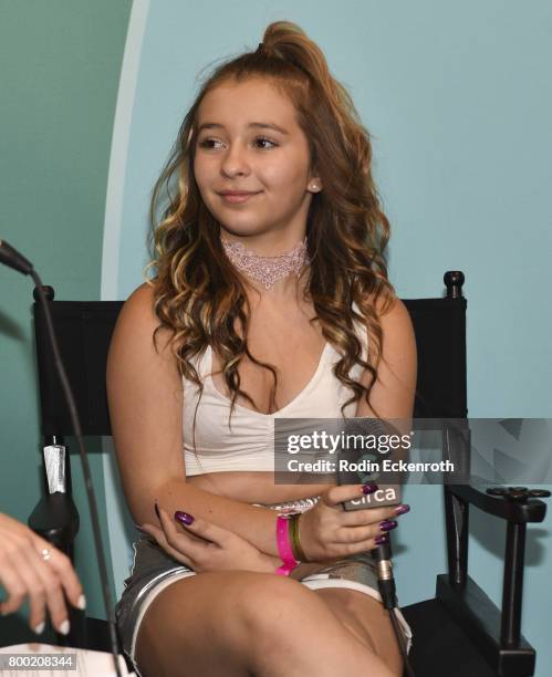 Danielle Cohn is interviewed at 2017 VidCon at the Anaheim Convention Center on June 23, 2017 in Anaheim, California.