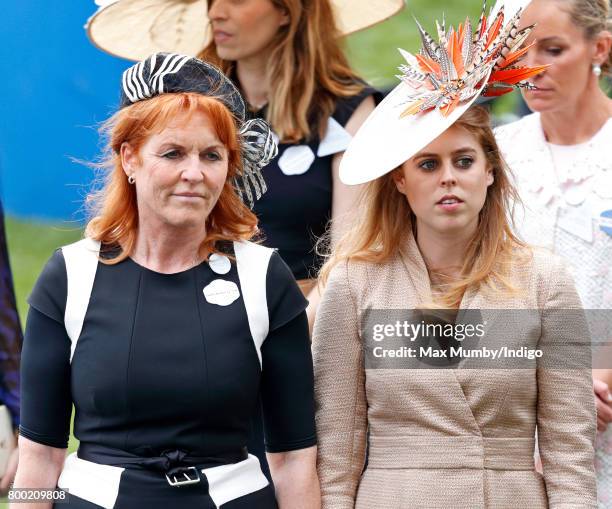 Sarah Ferguson, Duchess of York and Princess Beatrice attend day 4 of Royal Ascot at Ascot Racecourse on June 23, 2017 in Ascot, England.