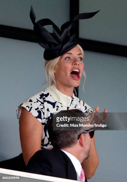 Holly Willoughby watches the racing as she attends day 4 of Royal Ascot at Ascot Racecourse on June 23, 2017 in Ascot, England.
