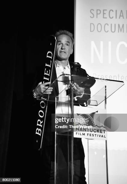 Director Nick Broomfield accepts an award onstage at the Screenwriters Tribute during the 2017 Nantucket Film Festival - Day 3 on June 23, 2017 in...