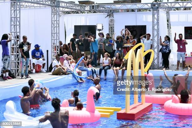 Fans attend day one of the Pool Groove, sponsored by McDonald's, during the 2017 BET Experience at Gilbert Lindsey Plaza on June 23, 2017 in Los...