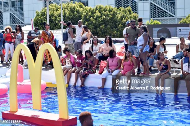 Fans attend day one of the Pool Groove, sponsored by McDonald's, during the 2017 BET Experience at Gilbert Lindsey Plaza on June 23, 2017 in Los...