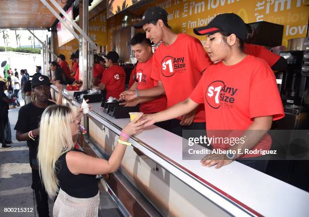 Fans are seen during day one of the Pool Groove, sponsored by McDonald's, during the 2017 BET Experience at Gilbert Lindsey Plaza on June 23, 2017 in...