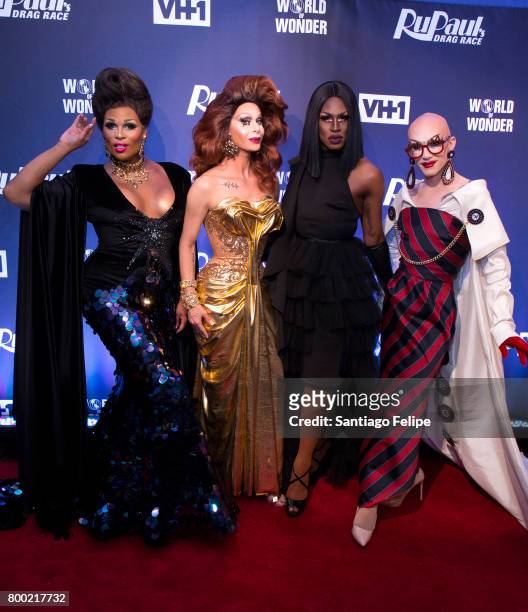 Peppermint, Trinity Taylor, Shea Coulee and Sasha Velour attend the "RuPaul's Drag Race" Season 9 Finale Viewing Party at Stage 48 on June 23, 2017...