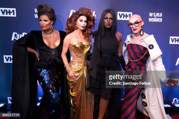 Peppermint, Trinity Taylor, Shea Coulee and Sasha Velour attend the "RuPaul's Drag Race" Season 9 Finale Viewing Party at Stage 48 on June 23, 2017...