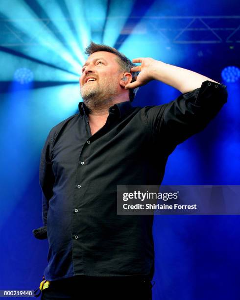 Guy Garvey of Elbow performs a surprise set on The Park stage performs on day 2 of the Glastonbury Festival 2017 at Worthy Farm, Pilton on June 23,...