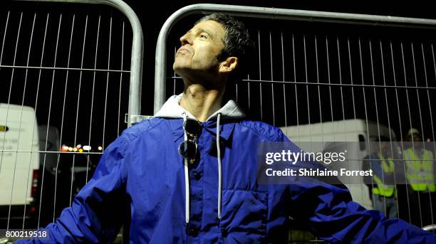 Noel Gallagher poses backstage on day 2 of the Glastonbury Festival 2017 at Worthy Farm, Pilton on June 23, 2017 in Glastonbury, England.