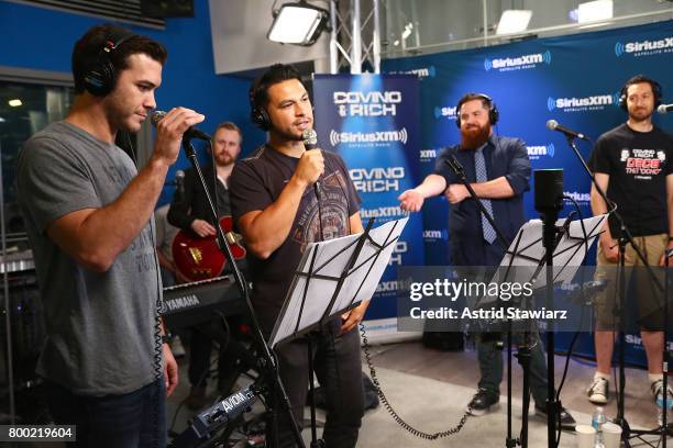 SiriusXM hosts Rich Davis, Steve Covino, Christian 'Spot' Sorge and Greg Mercer perform during DudeBro Convention 2017 at SiriusXM Studios on June...