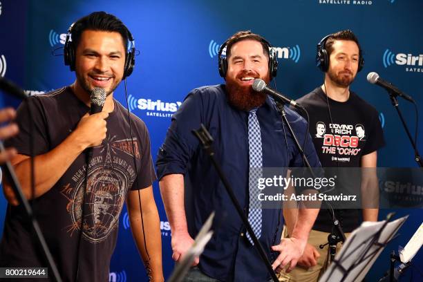 SiriusXM hosts Steve Covino, Christian 'Spot' Sorge and Greg Mercer perform during DudeBro Convention 2017 at SiriusXM Studios on June 23, 2017 in...