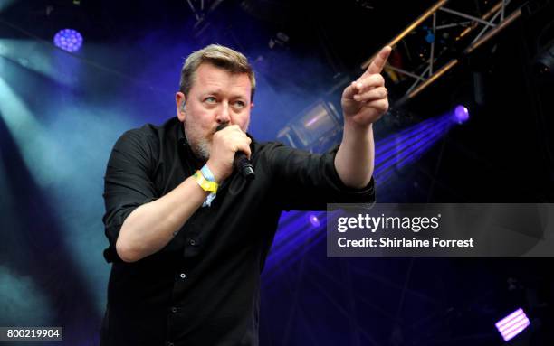 Guy Garvey of Elbow performs a surprise set on The Park stage performs on day 2 of the Glastonbury Festival 2017 at Worthy Farm, Pilton on June 23,...