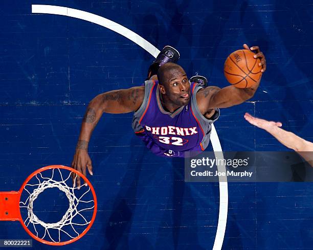 Shaquille O'Neal of the Phoenix Suns grabs a rebound in a game against the Memphis Grizzlies on February 26, 2008 at the FedExForum in Memphis,...