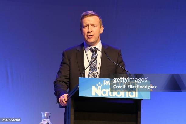 Minister of Health, Hon Dr Jonathan Coleman speaks during the National Party 81st Annual Conference at Michael Fowler Centre on June 24, 2017 in...