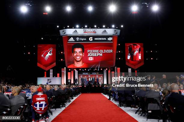 General view as Pierre-Olivier Joseph is selected 23rd overall by the Arizona Coyotes during the 2017 NHL Draft at the United Center on June 23, 2017...