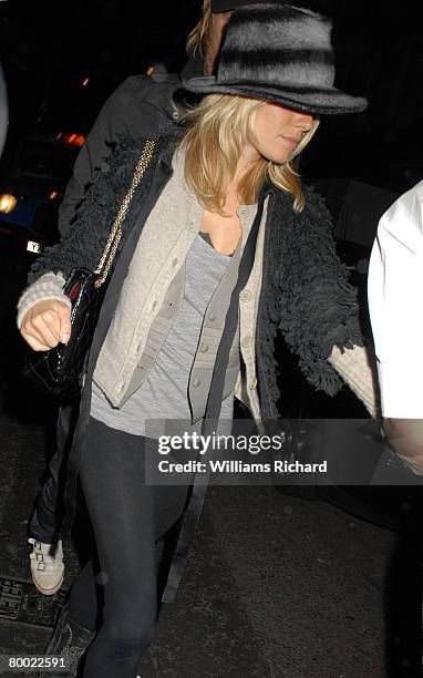 Sienna Miller sighting leaving the Groucho Club on February 26, 2008 in London, England.