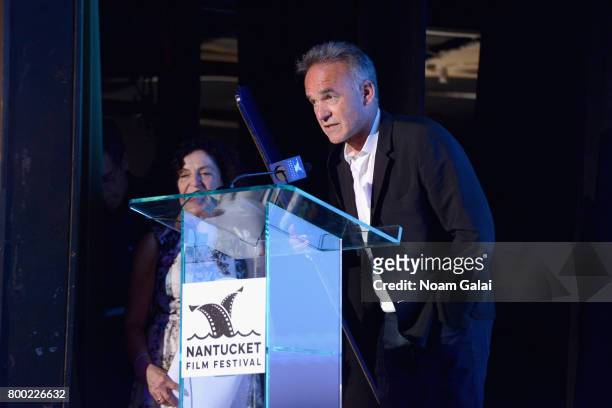 Director Nick Broomfield accepts an award onstage at the Screenwriters Tribute during the 2017 Nantucket Film Festival - Day 3 on June 23, 2017 in...