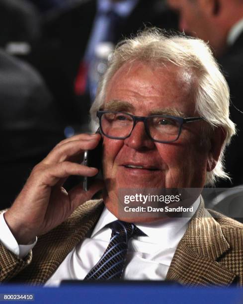 President of the New York Rangers Glen Sather attends Round One of the 2017 NHL Draft at United Center on June 23, 2017 in Chicago, Illinois.